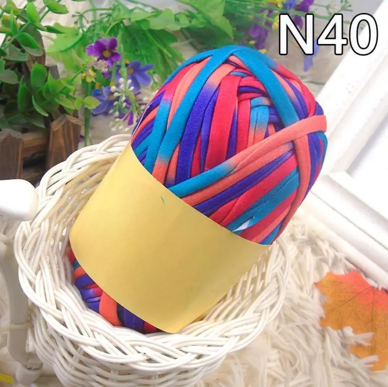 Polyester Fabric Knitting Yarn, Colorful Cloth T-Shirt Yarn Fabric Crochet Cloth for DIY Knitted Art 100g