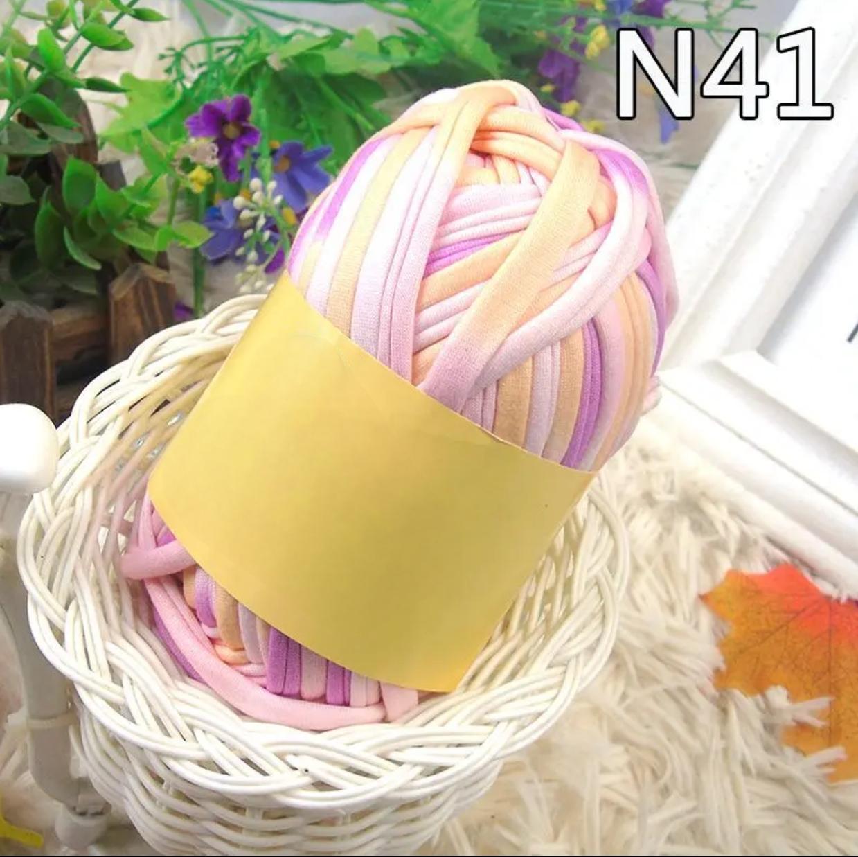 Polyester Fabric Knitting Yarn, Colorful Cloth T-Shirt Yarn Fabric Crochet Cloth for DIY Knitted Art 100g