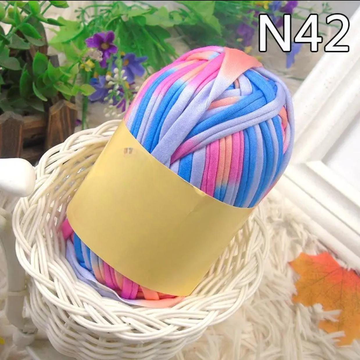 Polyester Fabric Knitting Yarn, Colorful Cloth T-Shirt Yarn Fabric Crochet Cloth for DIY Knitted Art 100g