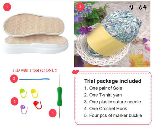 Trial Package For Beginner , EVA Soles Colorful Yarn Open Toes Sandal  Crochet Kits